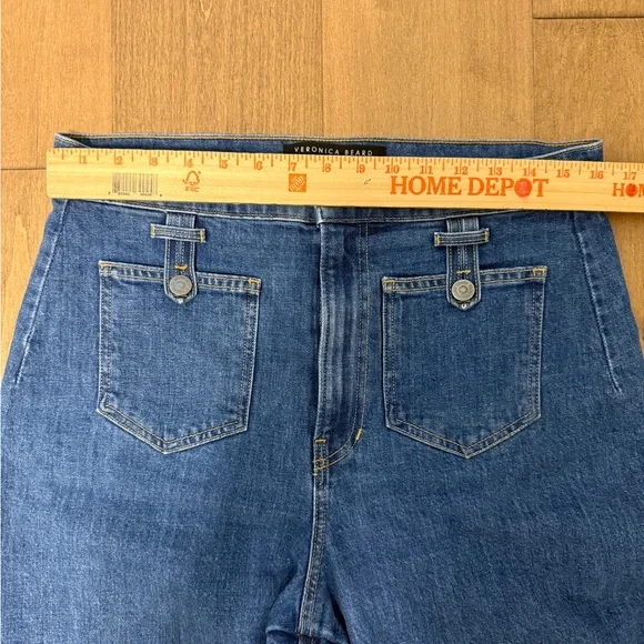 Veronica Beard Grant Patch Pocket High Rise Ankle Wide Leg Jeans - Size 31 - Picture 7 of 12